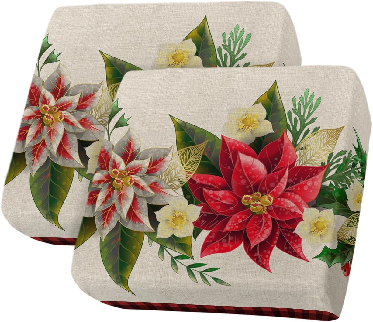 Christmas Sofa Couch Cushion Covers Washable, Red Gold
