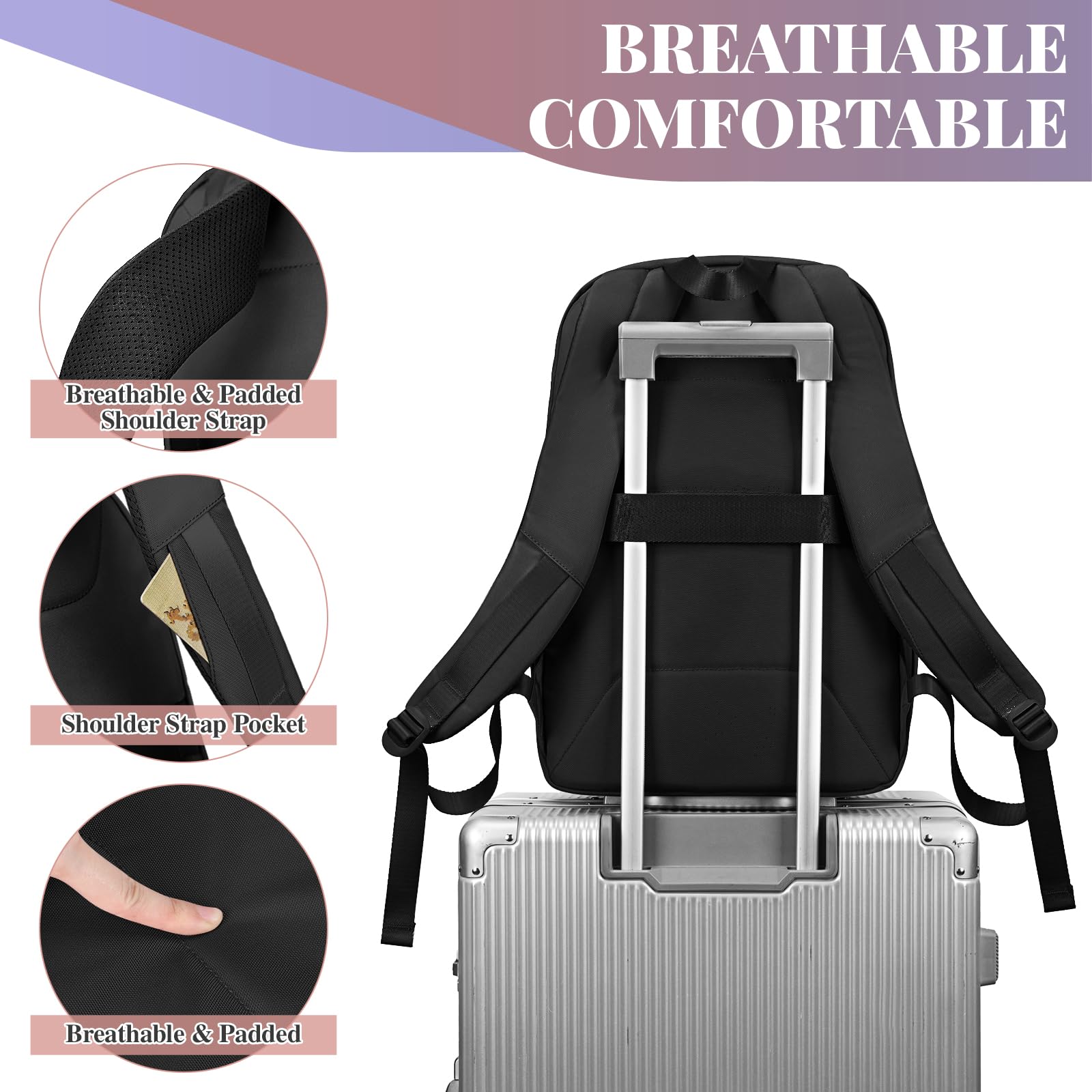 LOVEVOOK Zaino Porta PC Donna, 15,6 Pollici Impermeabile Computer Backpack Antifurto con Porta