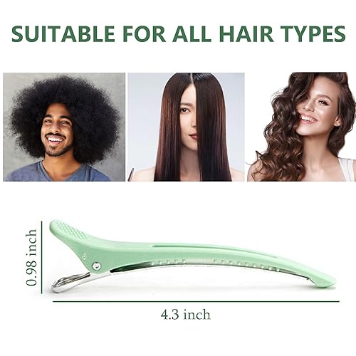 Miniatura 4 de Pinzas de rodillo con pico de pato neón – 10 clips profesionales de corte y seccionamiento de cabello para estilo de salón, 4.32 pulgadas de largo