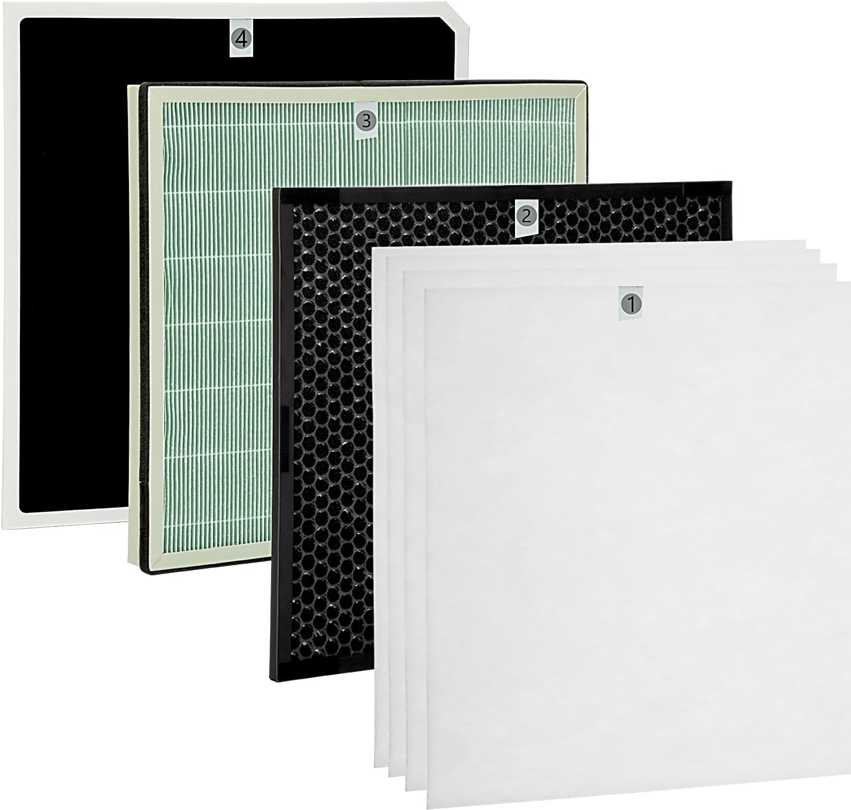 SPA-1000N Filter Replacement Kit Compatible with Rabbit Air A3 SPA-1000N Purifier, 4-Stage H13 Filtration Replacement Filter Set, A3 Filter Kit for Rabbit Airl SPA-1000N (Odor Cleaning Customized)