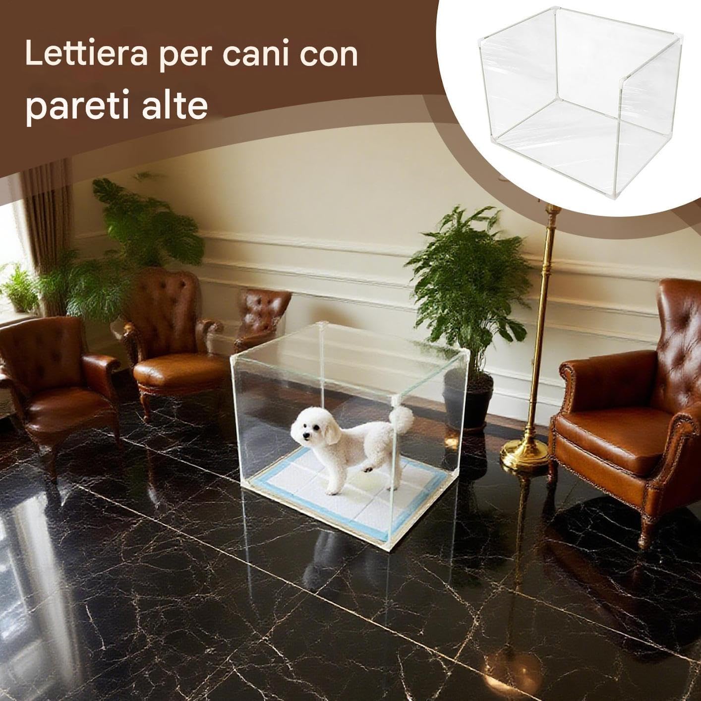 Parapetto per Lettiera | Schermo Paraspruzzi per Recinzione Vaschette Facile da Pulire | Kit Addestramento Trasparente Privacy per Cani | per Camera Dormitorio Appartamento Casa Balcone