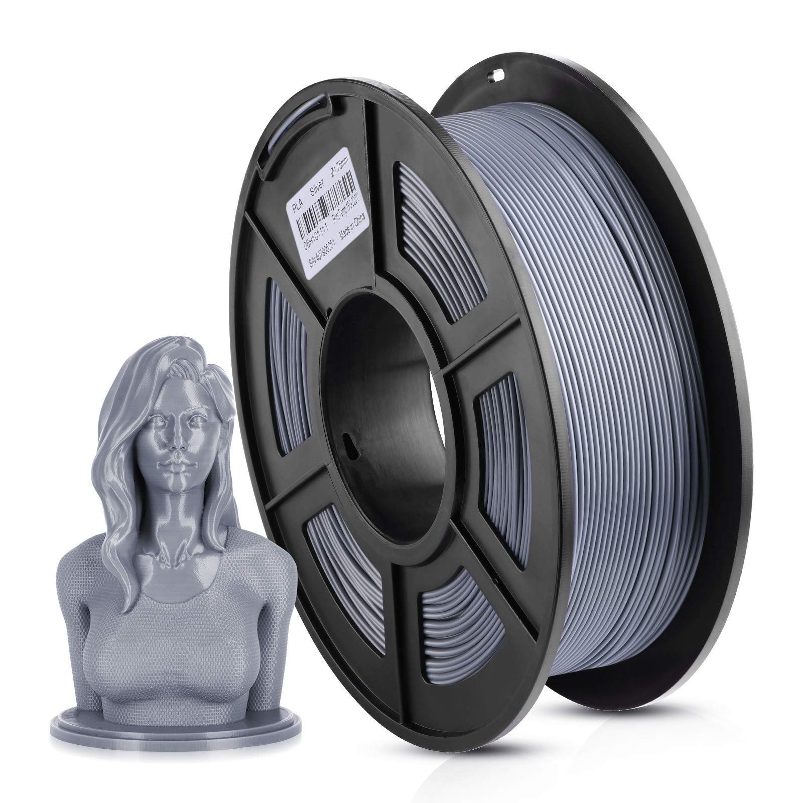 ANYCUBIC PLA 3D Printer Filament, 3D Printing PLA Filament 1.75mm Dimensional Accuracy +/- 0.02mm, 1KG Spool (2.2 lbs), Silver-image-47