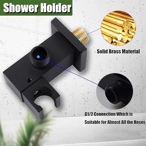 Miniatura 4 de Varita de ducha de mano negra, cabezal de ducha de mano con manguera larga, cabezal de ducha de latón con rociador de mano, soporte de pared