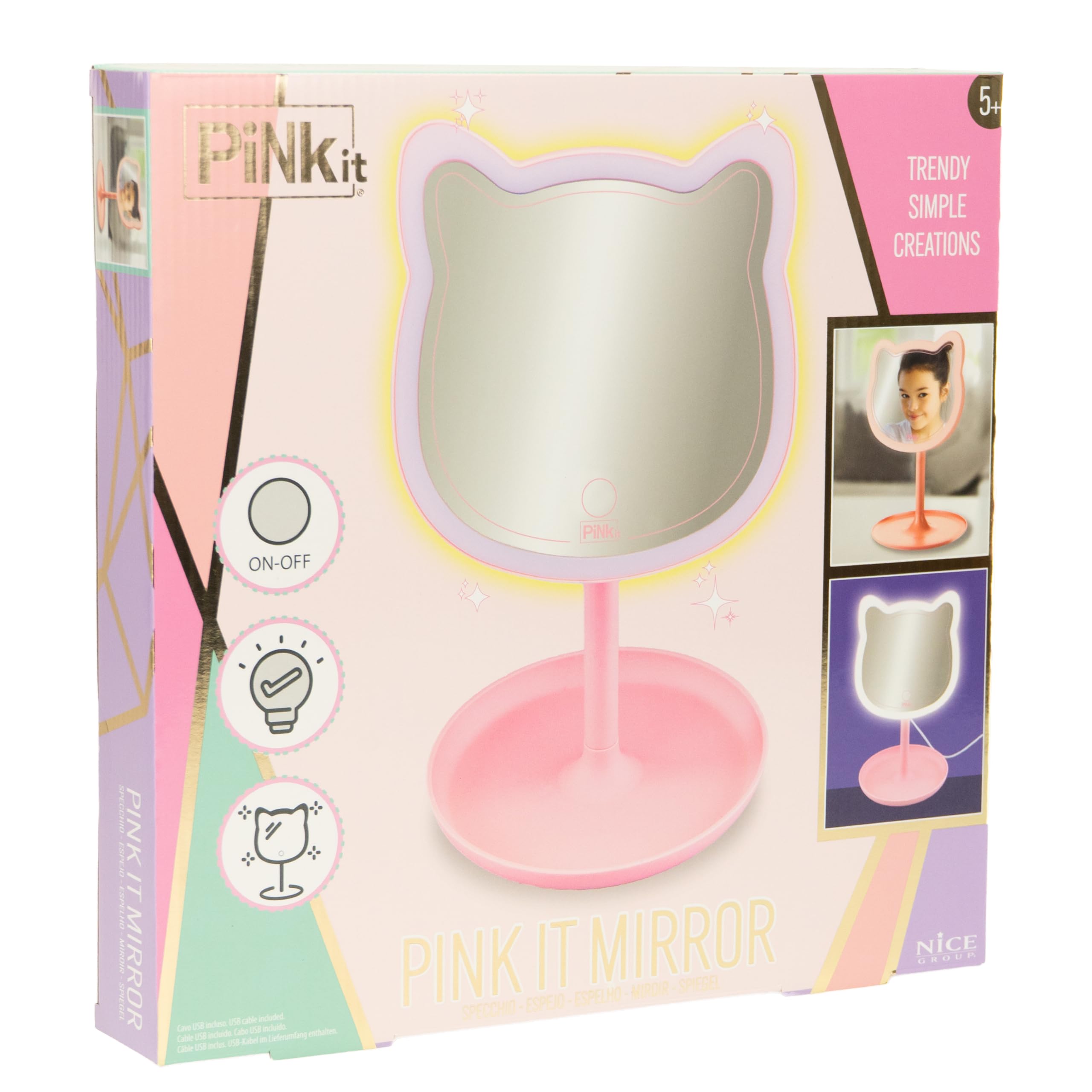 MIRROR, 1 Specchio da Trucco a forma di Gatto