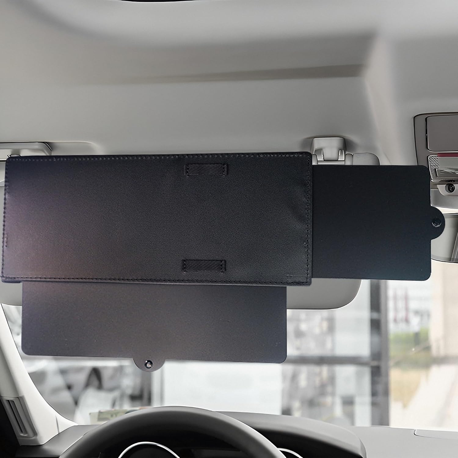 Car Sun Visor Extender, Clip-On Visor Extender Attachment, Anti-Glare Side Sun Blocker for Car Truck SUV, Universal Car Interior Sun Protection (Black)