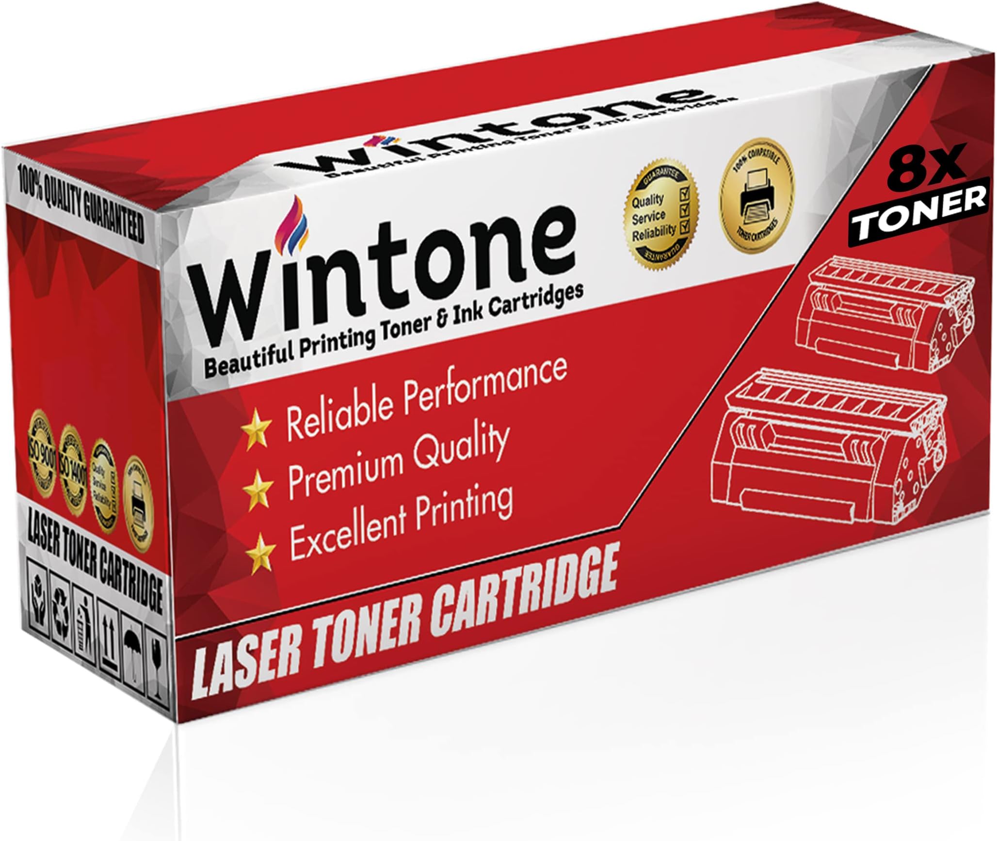 Wintone toner compatible Cartridge Replacement for Brother TN2000 Black (Set of 8X) HL 2040 2050 2070N 2070NR M3220 M7020 M7030 M7120 M7130 LJ2000 LJ2000 Series LJ2050N M3020 M3120