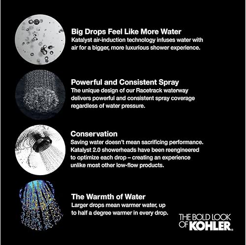 Miniatura 31 de Kohler 965-AK-2MB Purist Cabezal de ducha de una sola función, 2.5 gpm, latón moderno cepillado vibrante Latón cepillado vibrante.,Negro