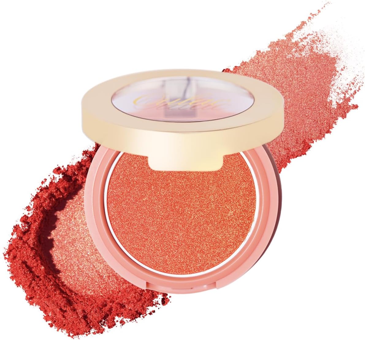 Shimmer Blusher for Cheeks Make up, Hydrating & Moisturizing Face Blush Glowy, Long-Lasting Fade & Sweat Resistant, Vegan Blush Powder, F09 Summer Flame