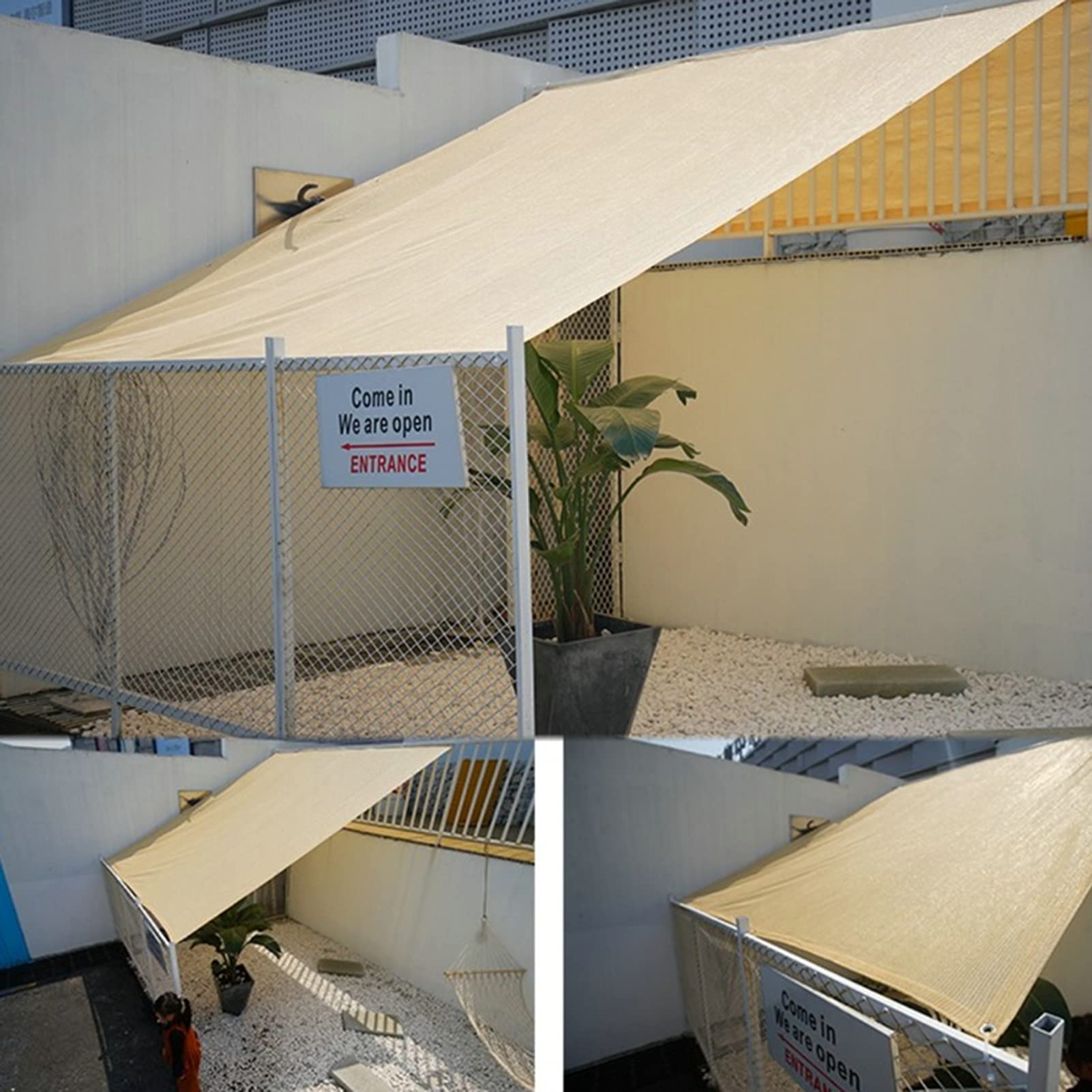 90% Sichtschutzstoff 3x3 M, Beige - Mit Ösen, Für Terrasse, Pergola & Balkon
