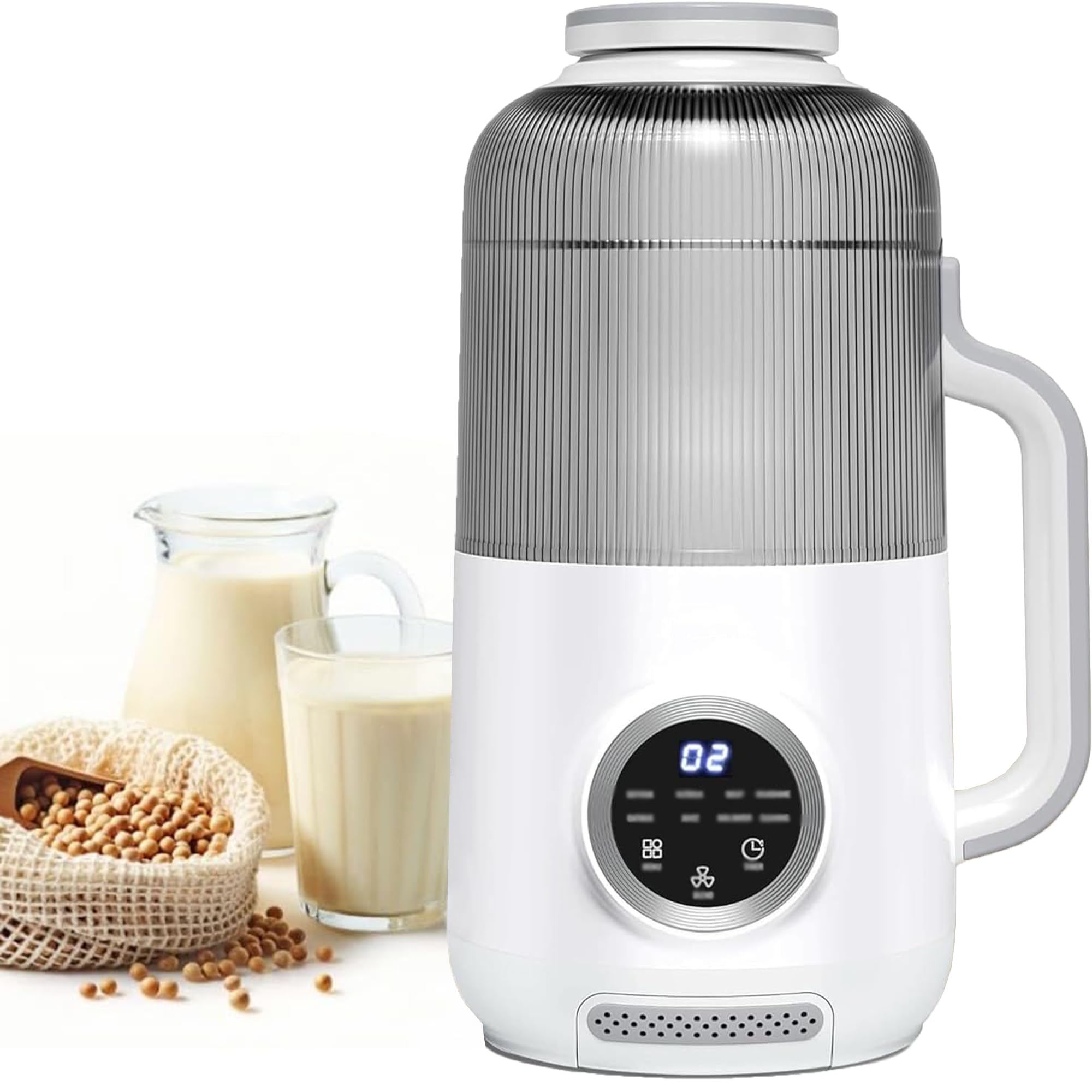 Sojamilchbereiter, 1200 ml Nussmilchbereiter mit Selbstreinigung, 10 Klingen für Mandel, Hafer, Pflanzenmilch, 12-Stunden-Timer, Wasser kochen & warm halten