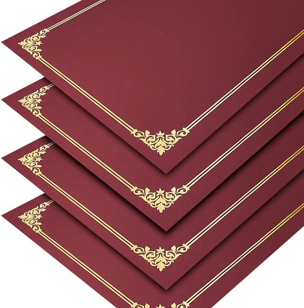 SUNEE Certificate Holders(Burgundy, 30 Packs), Diploma Covers Gold Foil Border, for Letter Size 8.5x11 Certificates, Cardstock, Document Papers : Office Products