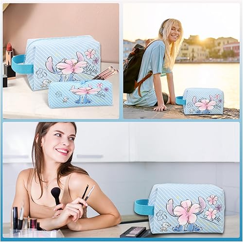 Miniatura 6 de Bolsa de cosméticos de viaje, bolsa de cosméticos de dibujos animados de gran capacidad, bolsa de maquillaje con cremallera, bolsa de aseo de viaje,