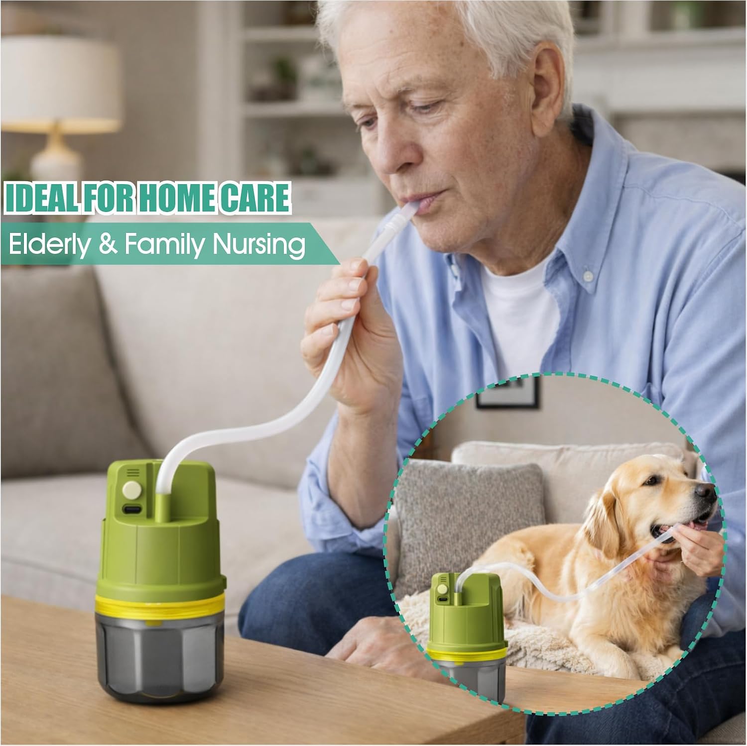 Portable Electric Suction Device, Handheld Compact Suction Unit with 200ml Collection Bottle, Adjustable Suction Levels, USB Powered Small Suction Pump (Green)