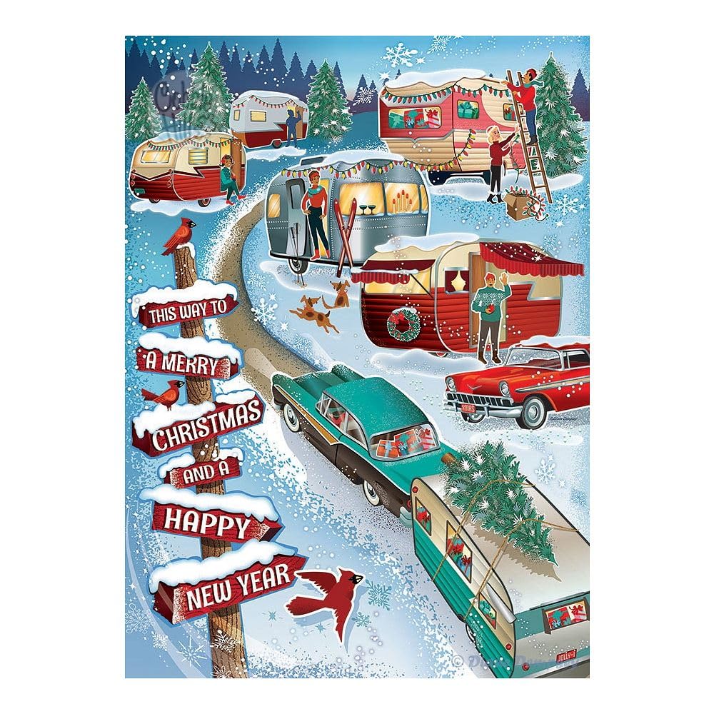 Photo 1 of Cobble Hill 1000 Piece Puzzle - Christmas Campers - Sample Poster Included