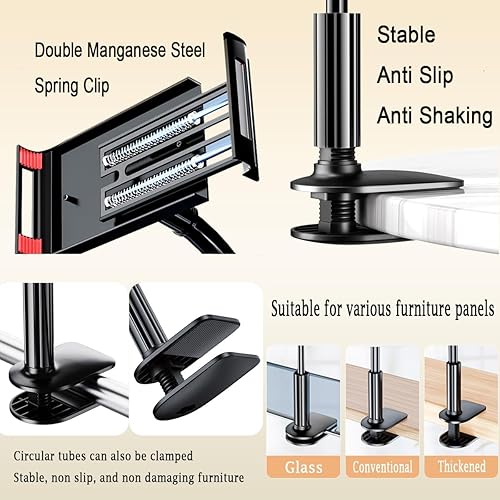 Miniatura 7 de Soporte de teléfono de cuello de cisne para cama, soporte de iPhone para grabación de escritorio, soporte de tableta Kindle Fliming, accesorios para