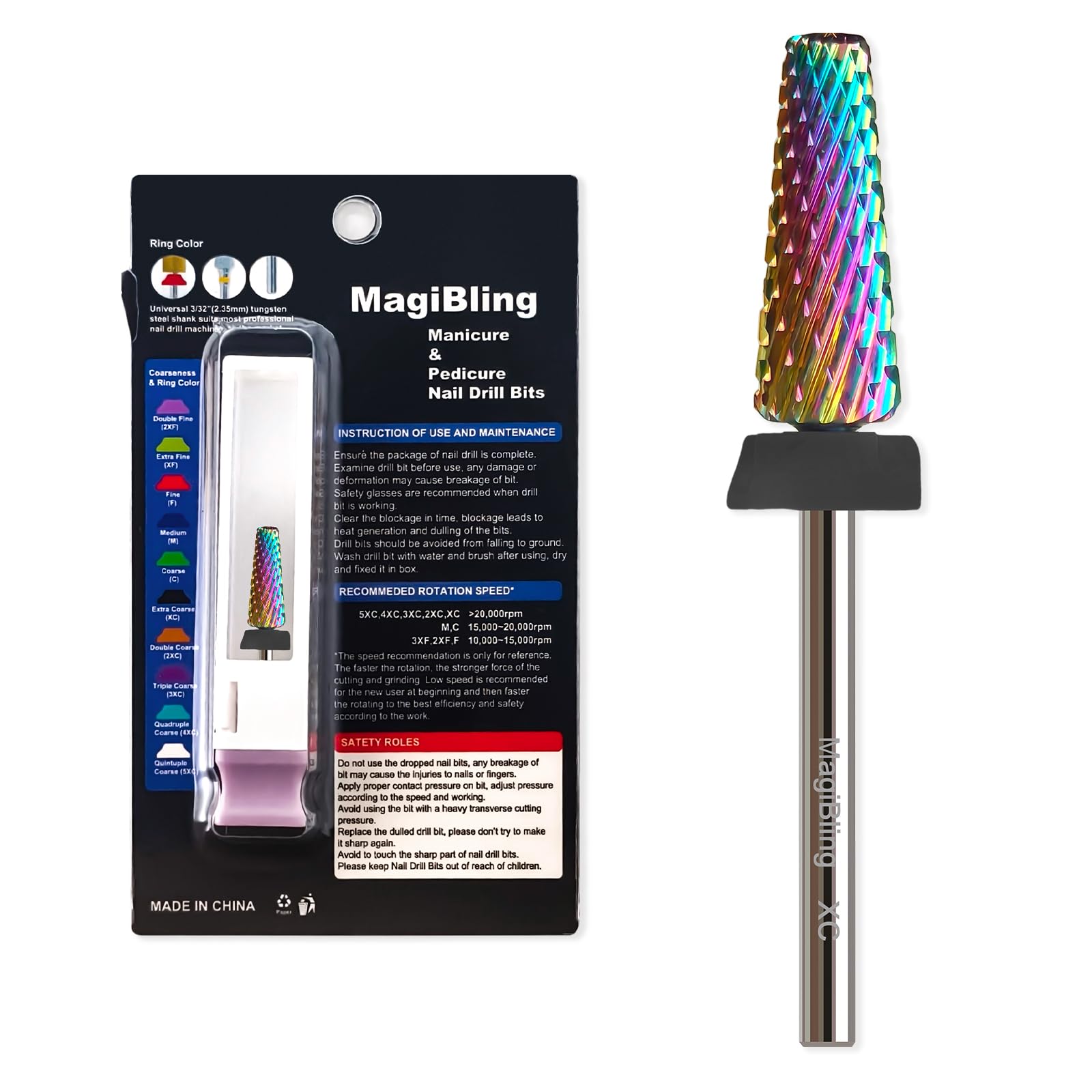 5-in-1 Super Cut Tapered Barrel Nail Drill Bit, 3/32’’ Tungsten Carbide Efile Bit for Fast Acrylic Hard Gel Removal, Enhanced Right-Handed,