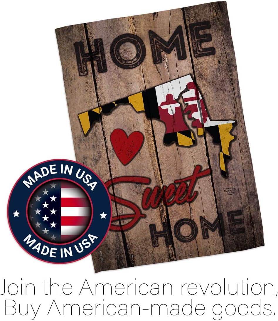 Maryland Home Sweet Garden House Flag Set Americana States American Territories Republic Country Particular Area Decoration Banner Small Yard Gift Double-Sided, Made in USA