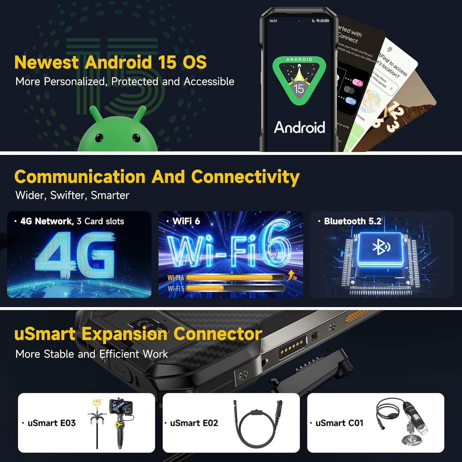 Ulefone Armor 27T Rugged Phone with Thermal Imaging Camera, 10600mAh 12GB+256GB MTK Helio G99 Android 15, 50MP+64MP Night Vision, 6.78" FHD+ 120Hz, IP68/69K Waterproof Dual SIM Smartphone NFC - Image 8