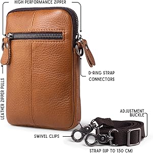 Bear Design Cow Lavato Schoudertas/ Telefoontasje Sev Cognac CL44545 | Lommers Lederwaren