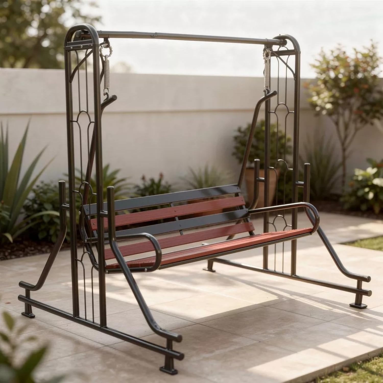 Swing Indoor Sturdy 2-Seater Iron Jhula with 350 Kg Capacity, Powder Coting, Easy Assembly- Black, 122 Centimeters-image-24