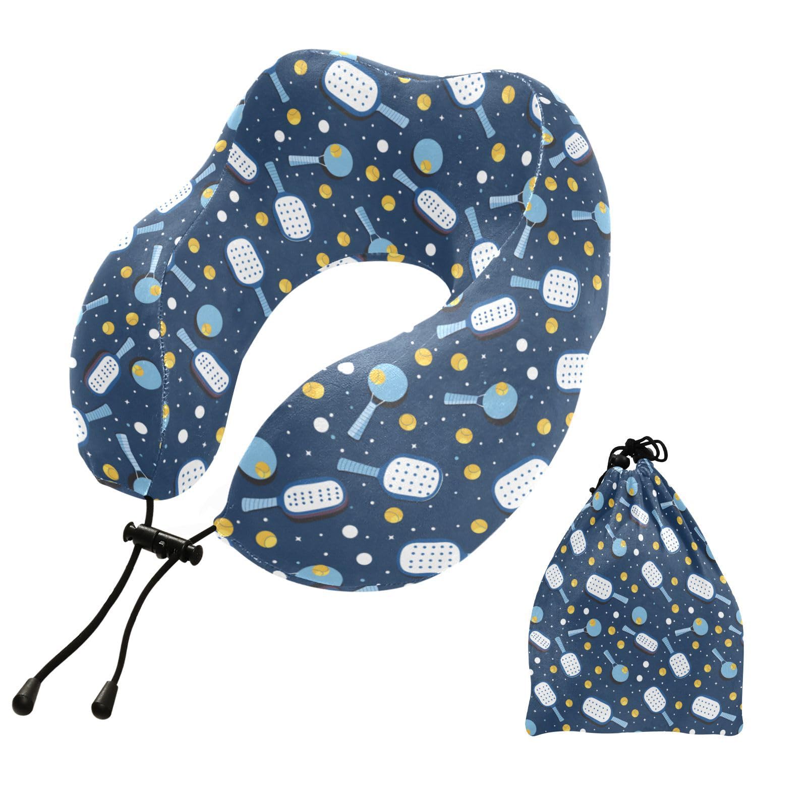 SUABO Travel Neck Pillow, Pickleball Memory Foam Pillow Neck Pillow for Airplane Car Home Recliner Use