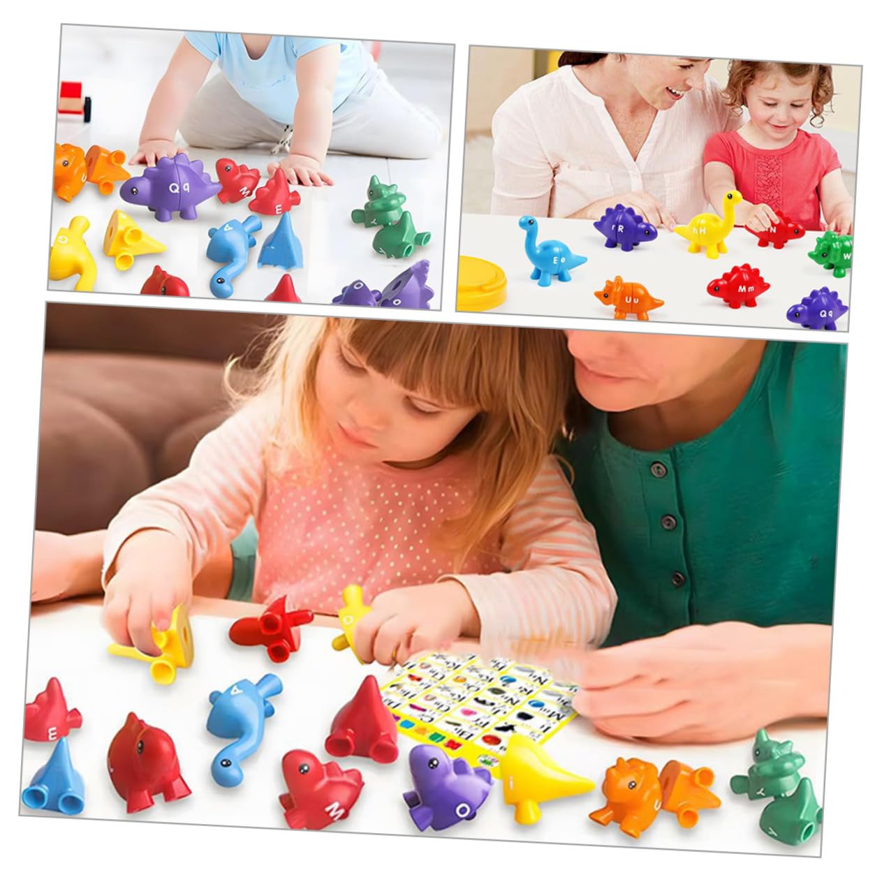 VANZACK Giocattolo Educativo Precoce Dinosauri Abbinamento Lettere per Bambini Piccoli, Set 13 Pezzi, Gioco Cognitivo per Asili Nido e Scuola Materna, Apprendimento Portatile per Ordina e Abbina