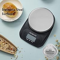 Vista 3 de NUTRI FIT Báscula Digital de Alimentos Pequeñas Básculas de Cocina Peso en Gramos y OZ para Cocinar Hornear Pérdida de Peso, Acero Inoxidable Tara