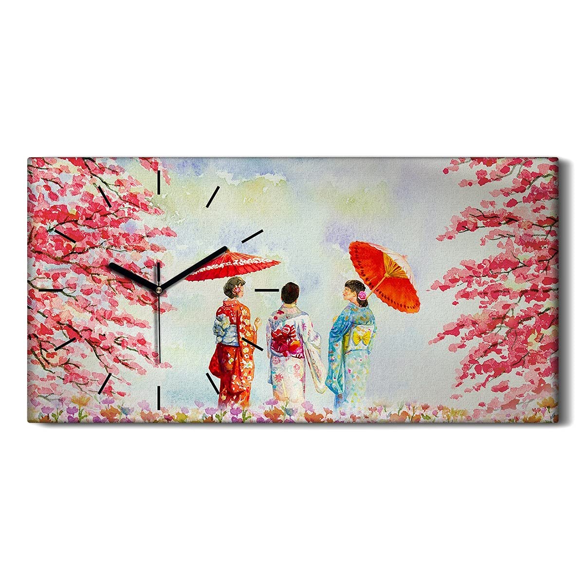 Horloge sur Toile Art Moderne Tableau Décoratif Haut de Gamme 60x30cm