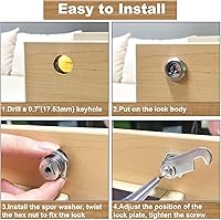 Vista 6 de 1 paquete de cerraduras de gabinete con llaves, cerradura de leva de 5/8" con llave similar, cerradura de repuesto para cajones seguros, gabinete