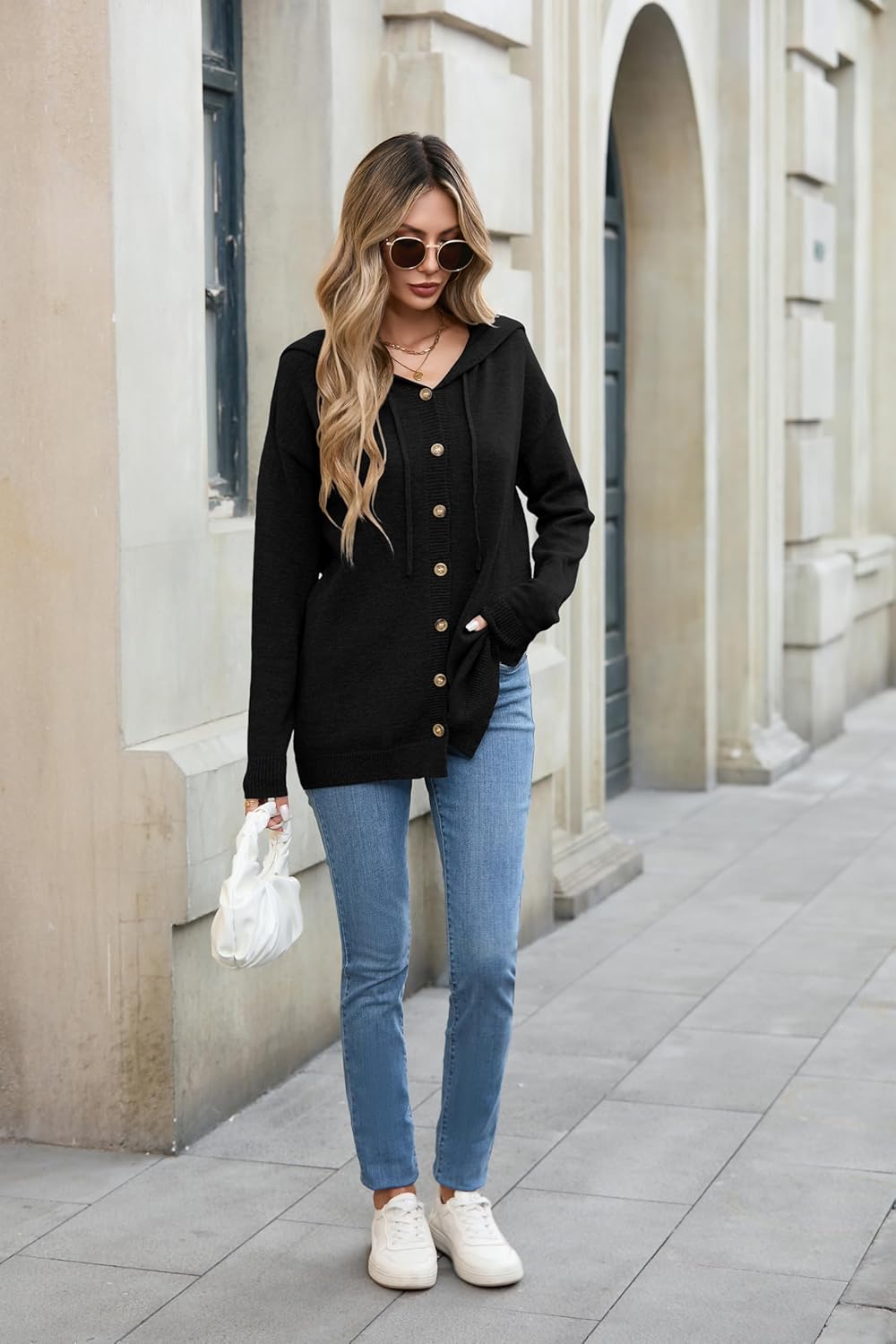 TASAMO Women's Button Down Hoodie Cardigan Sweaters Long Sleeve Fall Fashion Open Front Knit 2025 Winter Outerwear Coats - Image 7