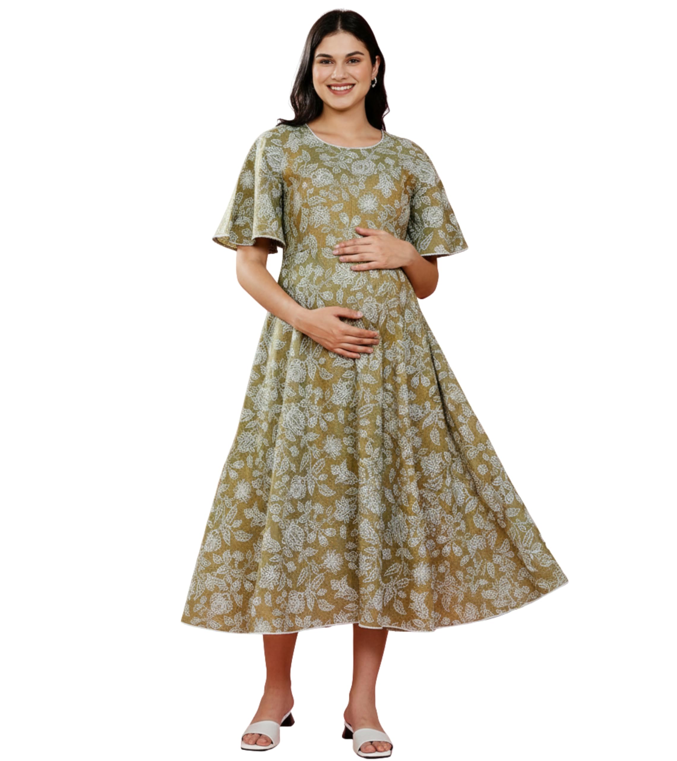 Feeding Kurtis for Women Cotton Rayon | Printed Pregnancy Flare Kurta with Nursing Zippers to Pre & Post Partum | Maternity Dresses | Gifts for Pregnant Woman-image-4