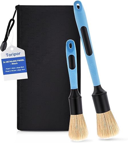 2X Auto Detailing Pinsel Set, Weiche Naturhaar Detail Bürsten für schonende inne