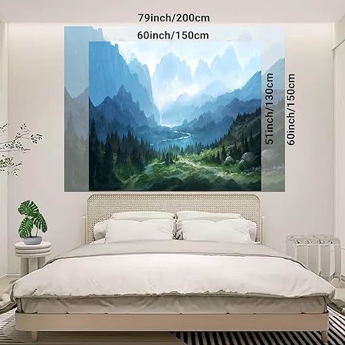 Miniatura 9 de Apdidl Tapiz de montaña forestal de 51 x 60 pulgadas y árboles de bosque brumoso, tapiz de pared de 51 x 60 pulgadas para hombres, dormitorio, sala
