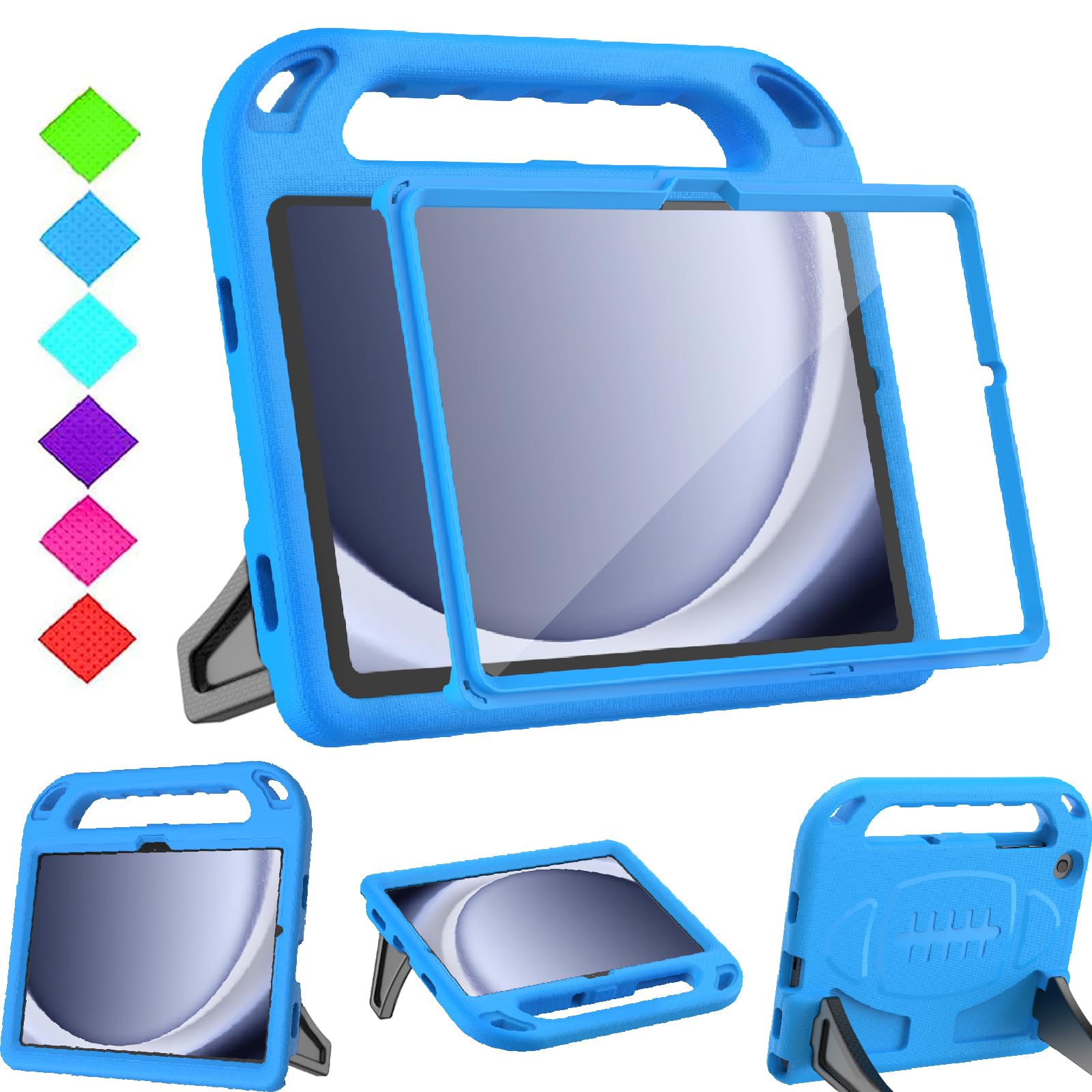 BMOUO Kids Case for Samsung Galaxy Tab A9+/A9 Plus 11 Inch 2023 (SM-X210/X216/X218), with Screen Protector, Shockproof Samsung Galaxy Tab A9 Plus Case for Kids, Blue