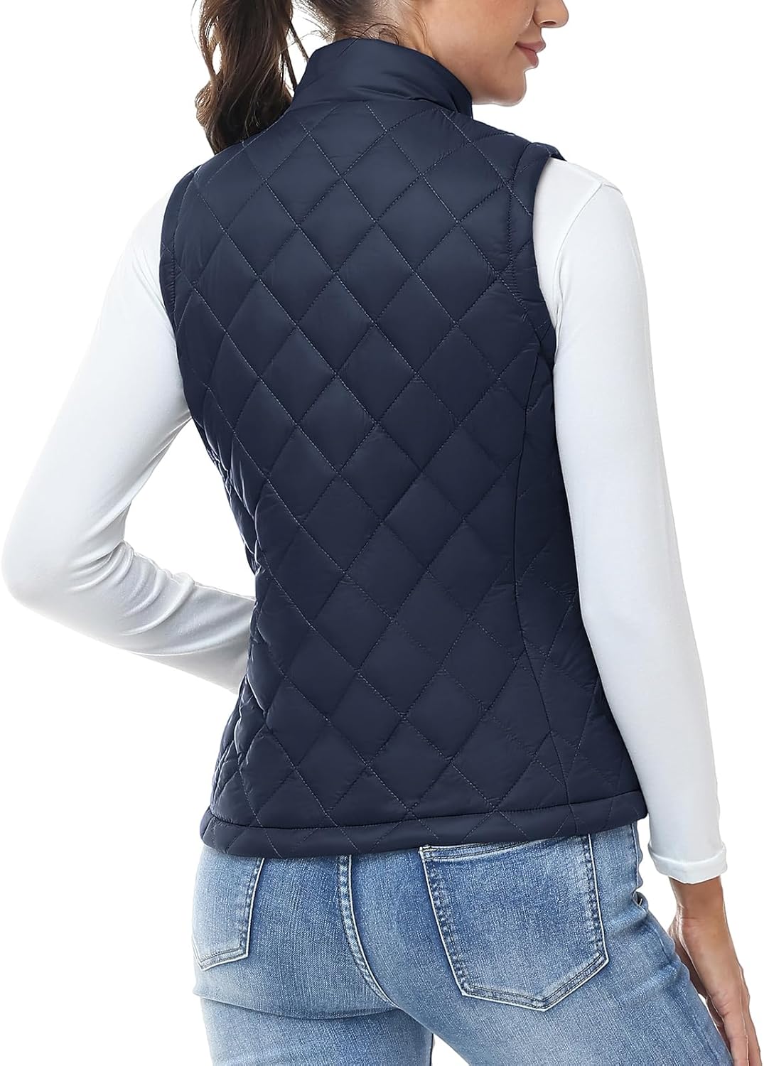 Rdruko Women's Quilted Puffer Vest Outerwear Lightweight Warm Sleeveless Winter Jacket Stand Collar Puffy Vests with Pockets - Image 2