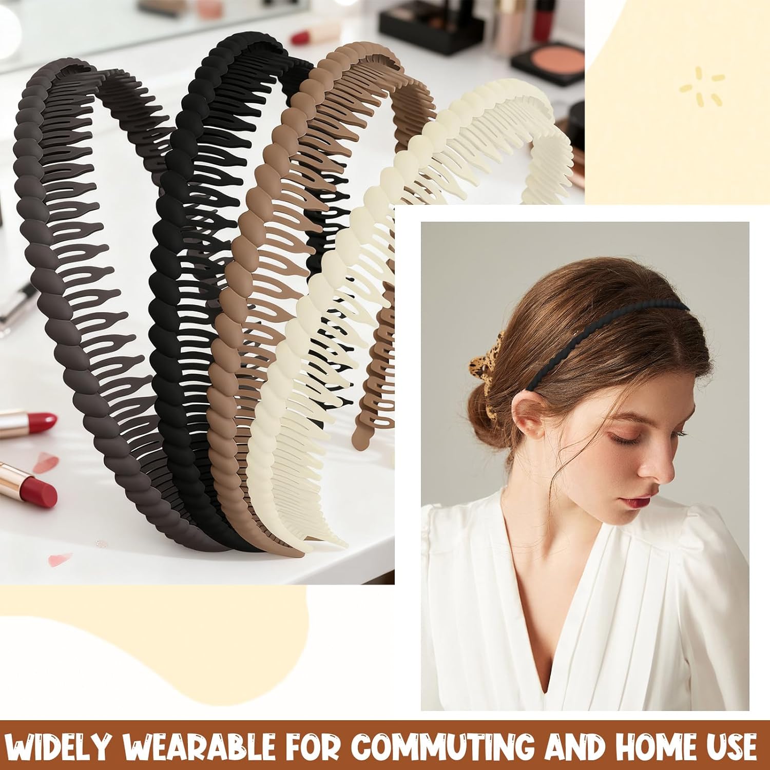 4Pcs Non-slip Toothed Plastic Headbands, Fashionable Bands for Women with Teeth, Comfort Plastic Headbands Decorations Supplies for Women Suitable for Home or Commuting - Image 3