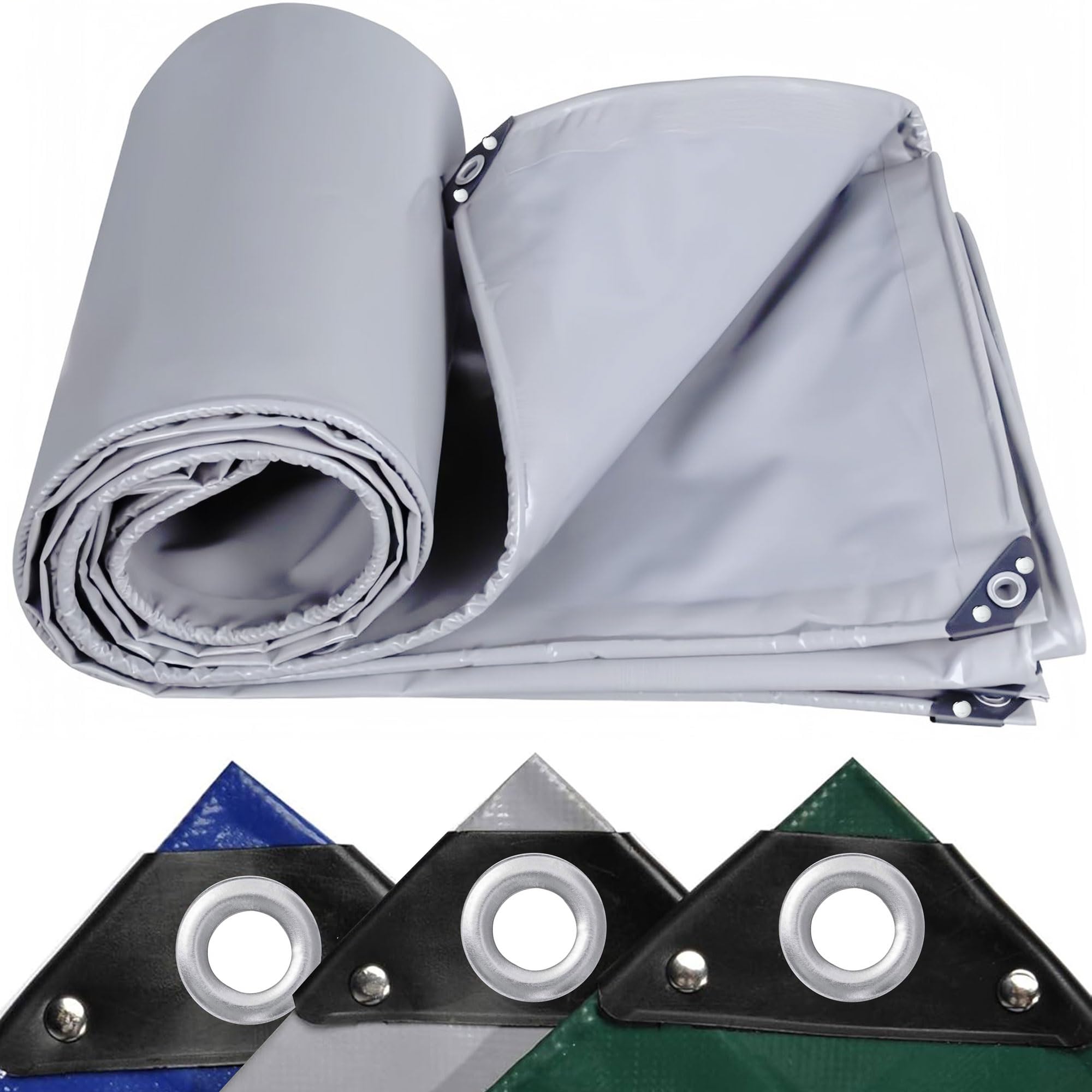 Lona resistente de 2 x 18,5 m, impermeable, para muebles y caravanas, para perreras, gallineros, estanques, heno, troncos, techo, remolque, multiusos, para muebles de exterior, sábana de suelo, gris