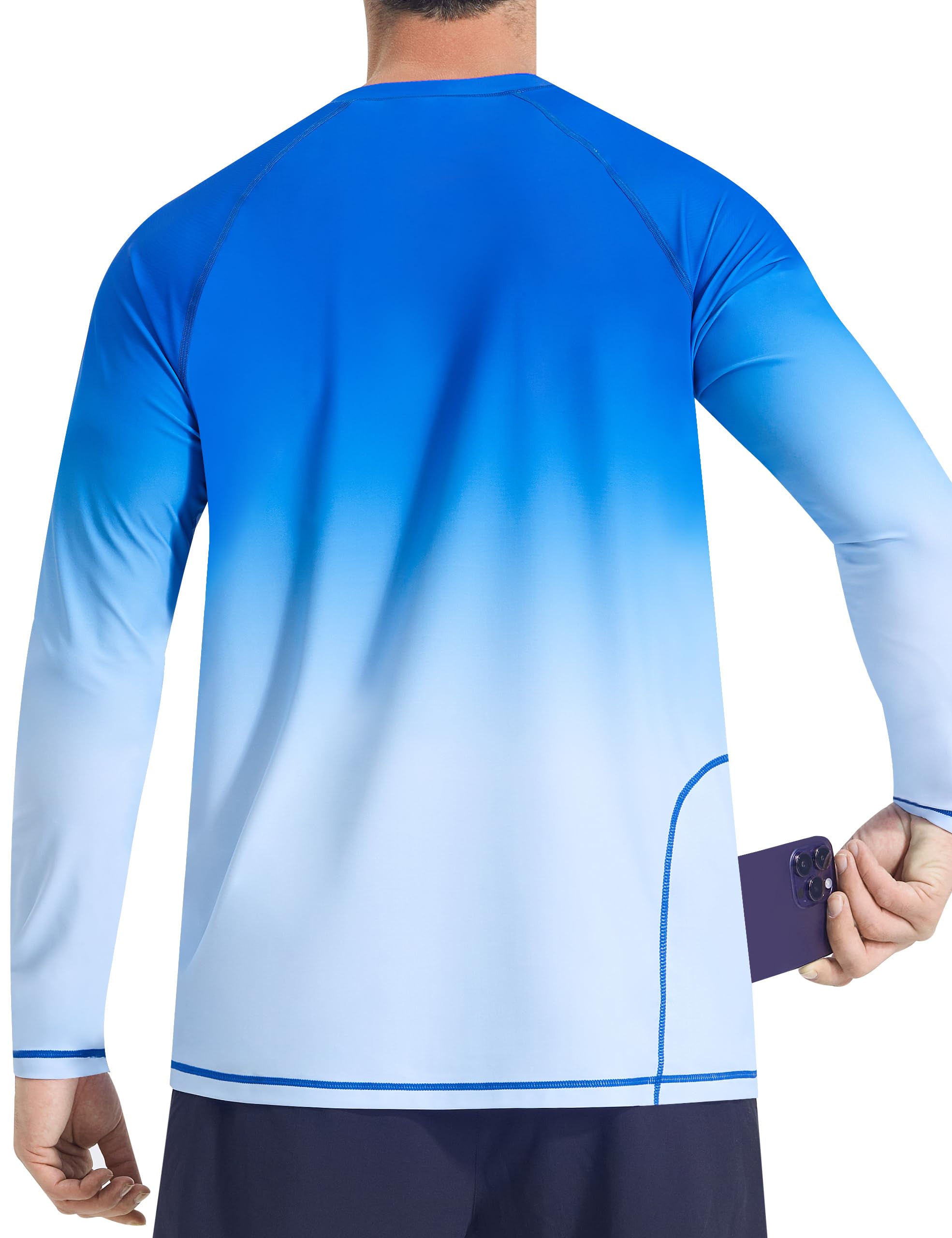 Mens Swim Shirts UPF 50+ Sun Protection Quick Dry SPF Rash Guard Outdoor Beach Fishing T Shirts