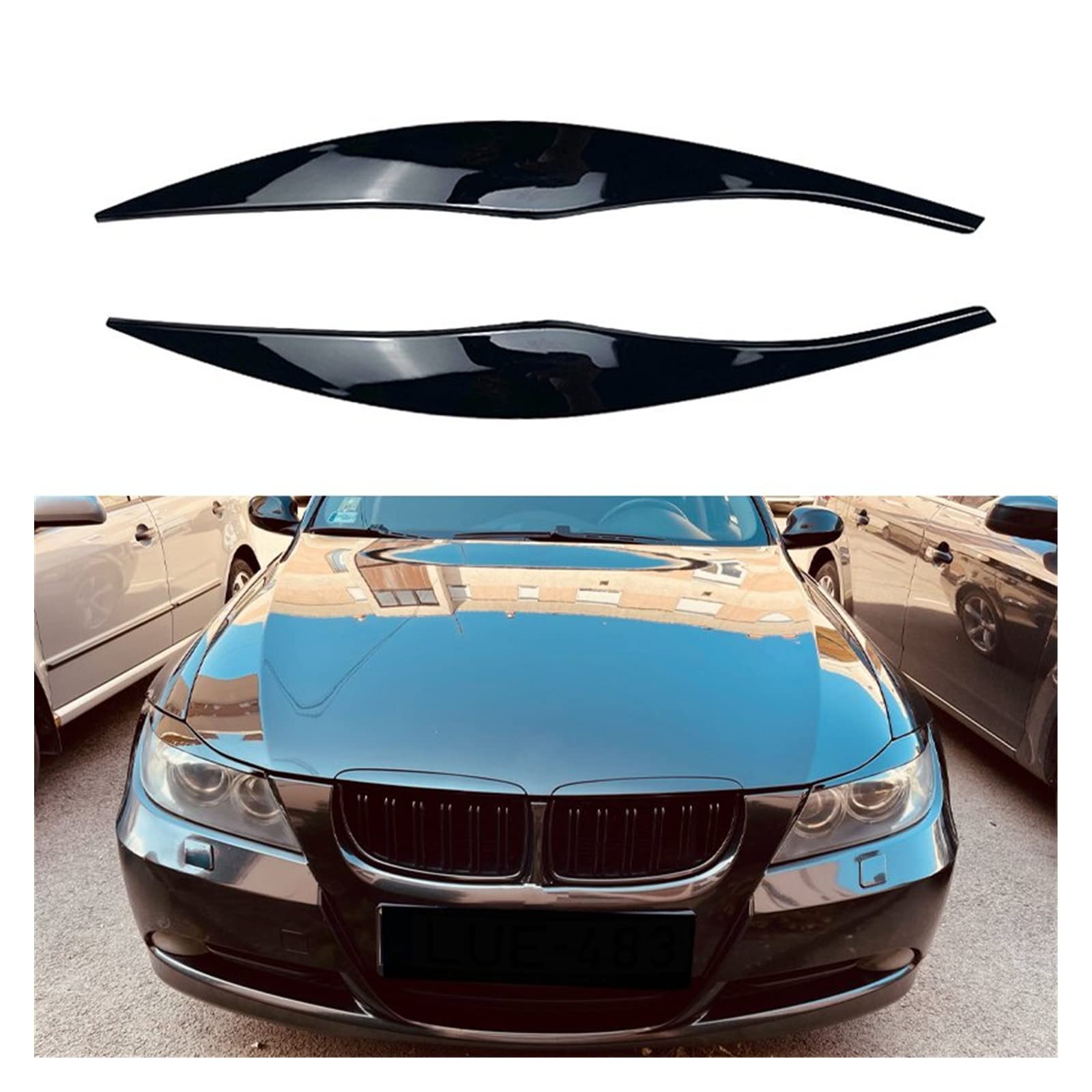 Sopracciglia Fari Per BMW Serie 3 E90 E91 - ABS Nero Lucido, 2005-2011, Per Berlina E Touring, Effetto Sportivo - Foto 10