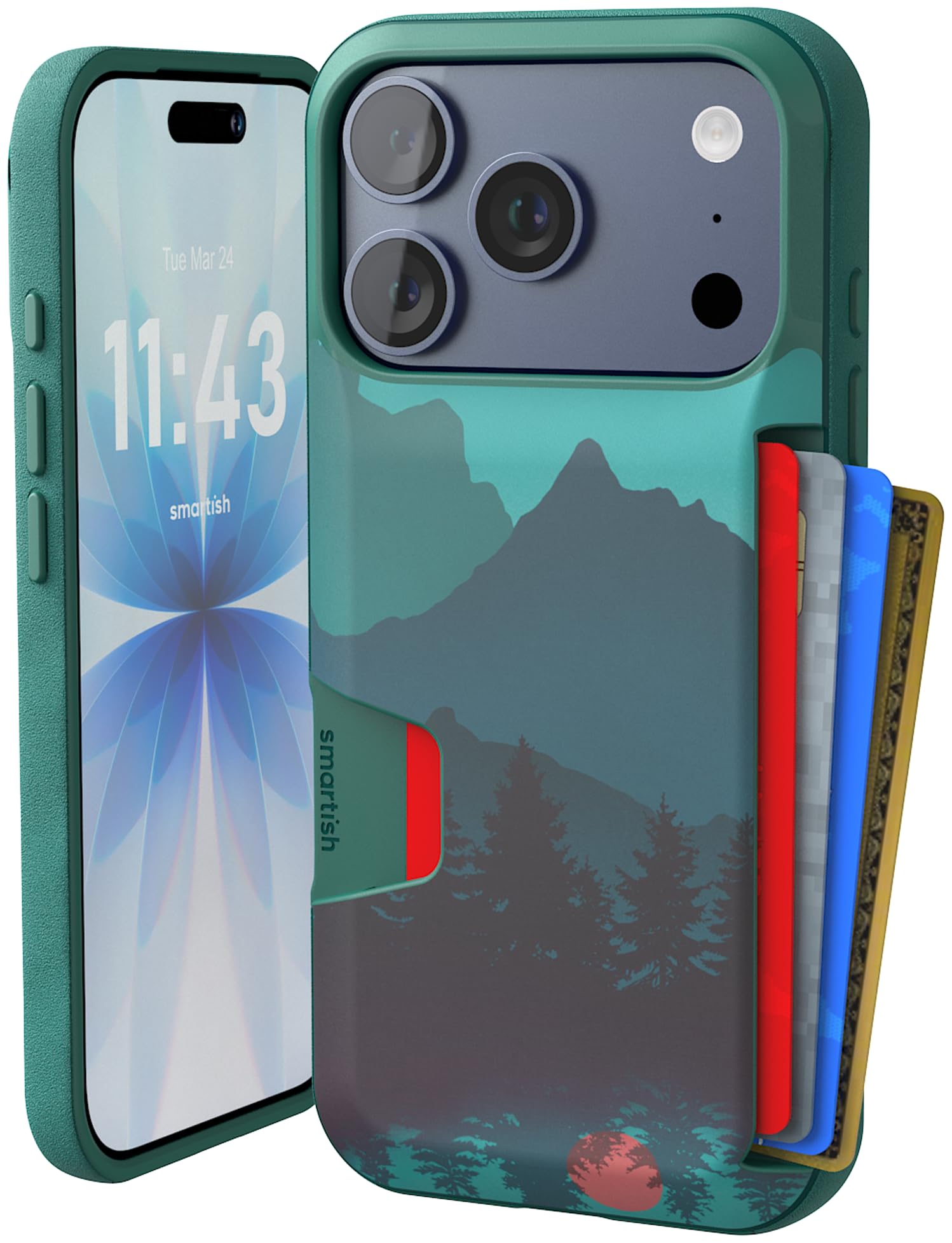 Smartish® iPhone 17 Pro Wallet Case - Wallet Slayer Vol. 1 [Slim + Protective] Credit Card Holder - Drop Tested Flip Hidden Card Slot Cover for Apple iPhone 17 Pro - Moving Mountains, iPhone 17 Pro, [Moving Mountains]