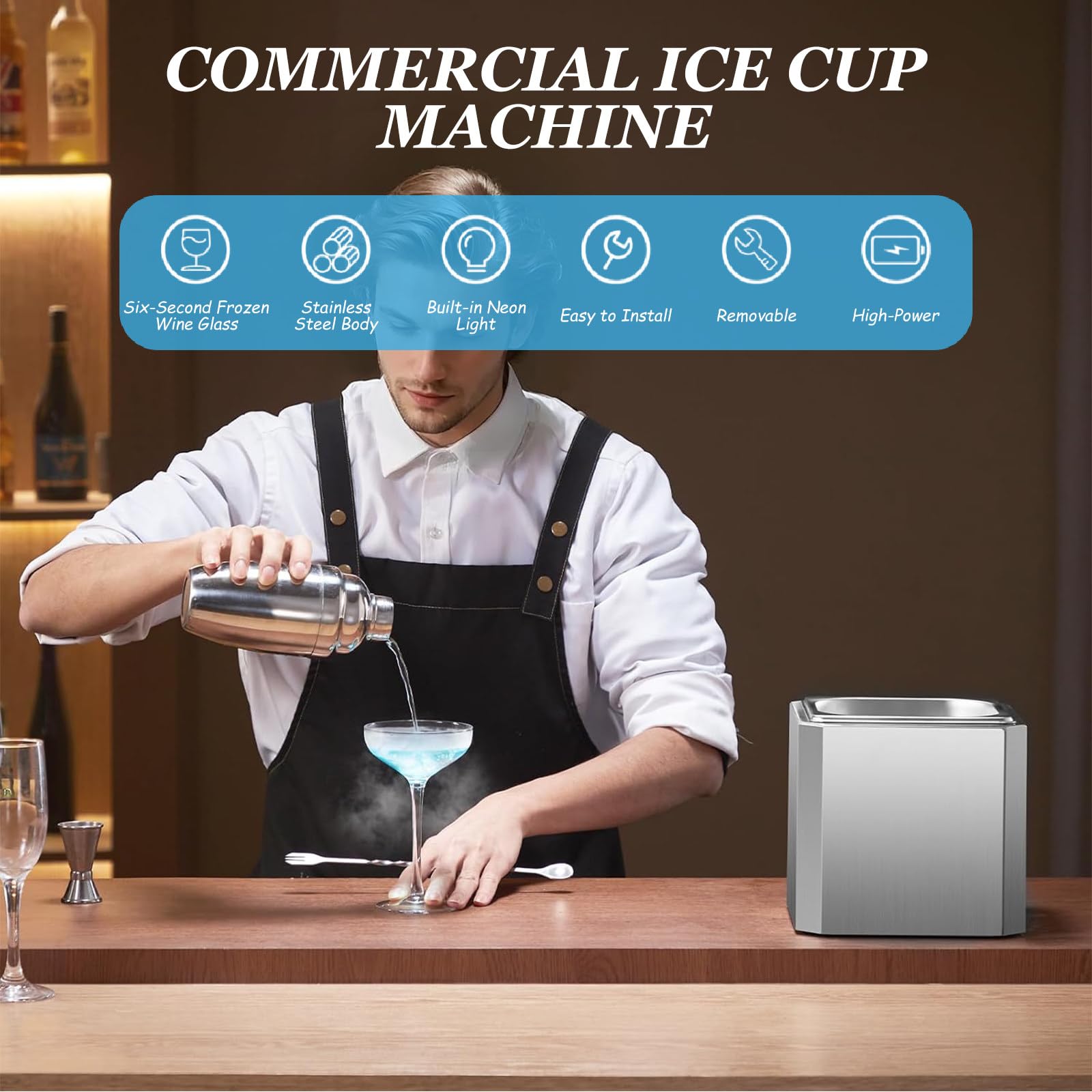Mini-CO2-Glaskühler Für Tassen Und Gläser, Glasgefrierschrank, Flaschenkühler Für Cocktails, Bier, Getränke, Wein, Sofortige Abkühlung In Wenigen Minuten,110V