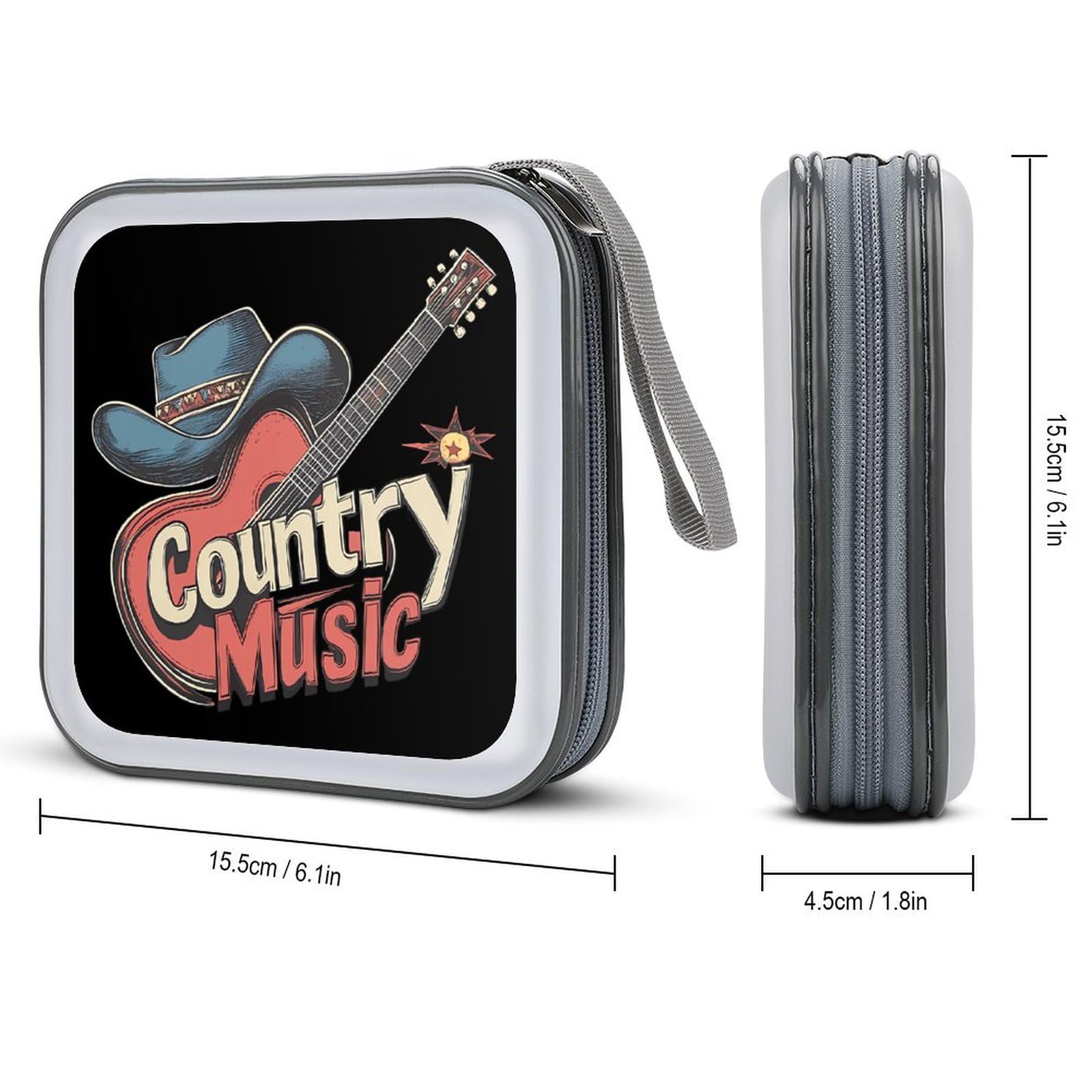 Country Muisic Electric Guitar CD Case Plastic DVD Case Holder Wallet Disc Storage Organizer for Car Travel
