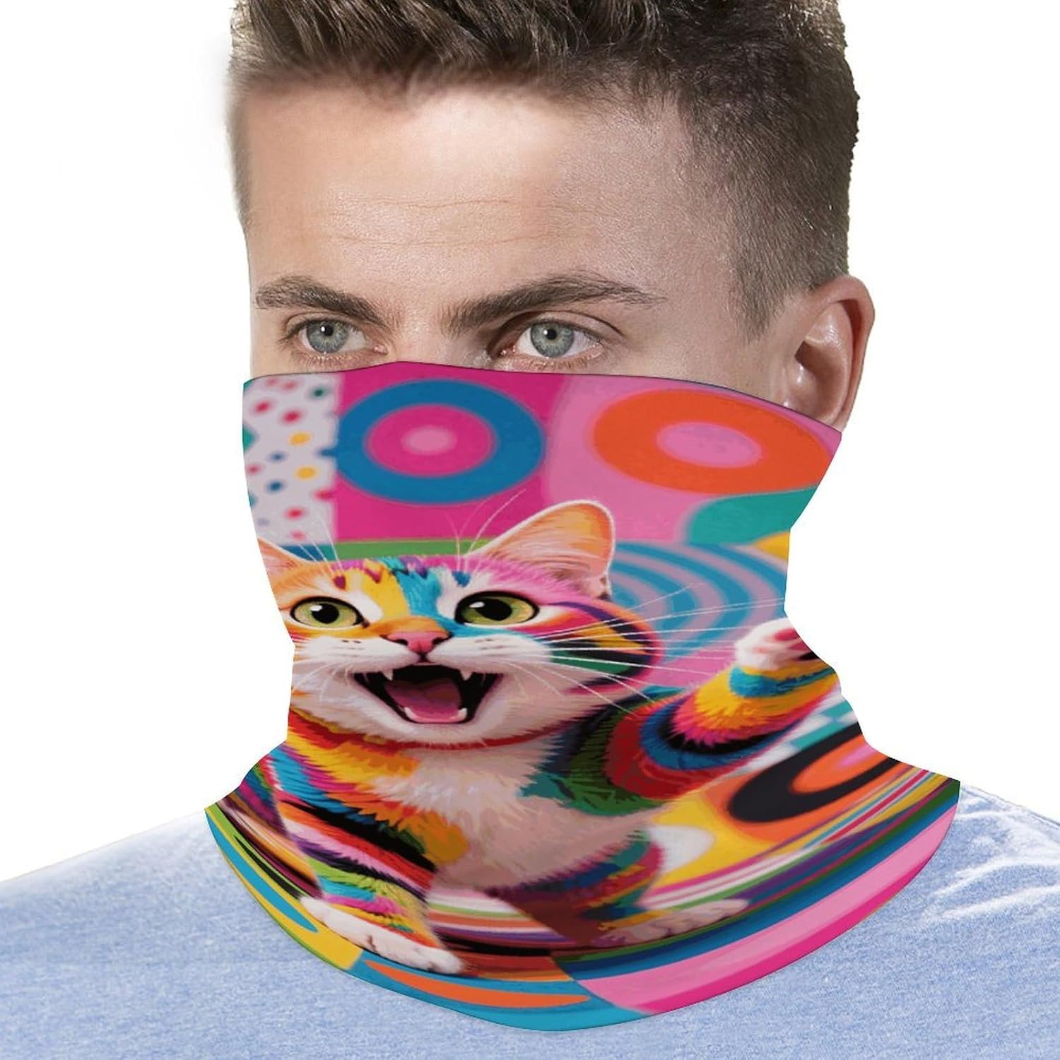 Style Cat Cooling Headscarf Cooling Breathable Face Mask UV Protection Scarf Hiking Bandana