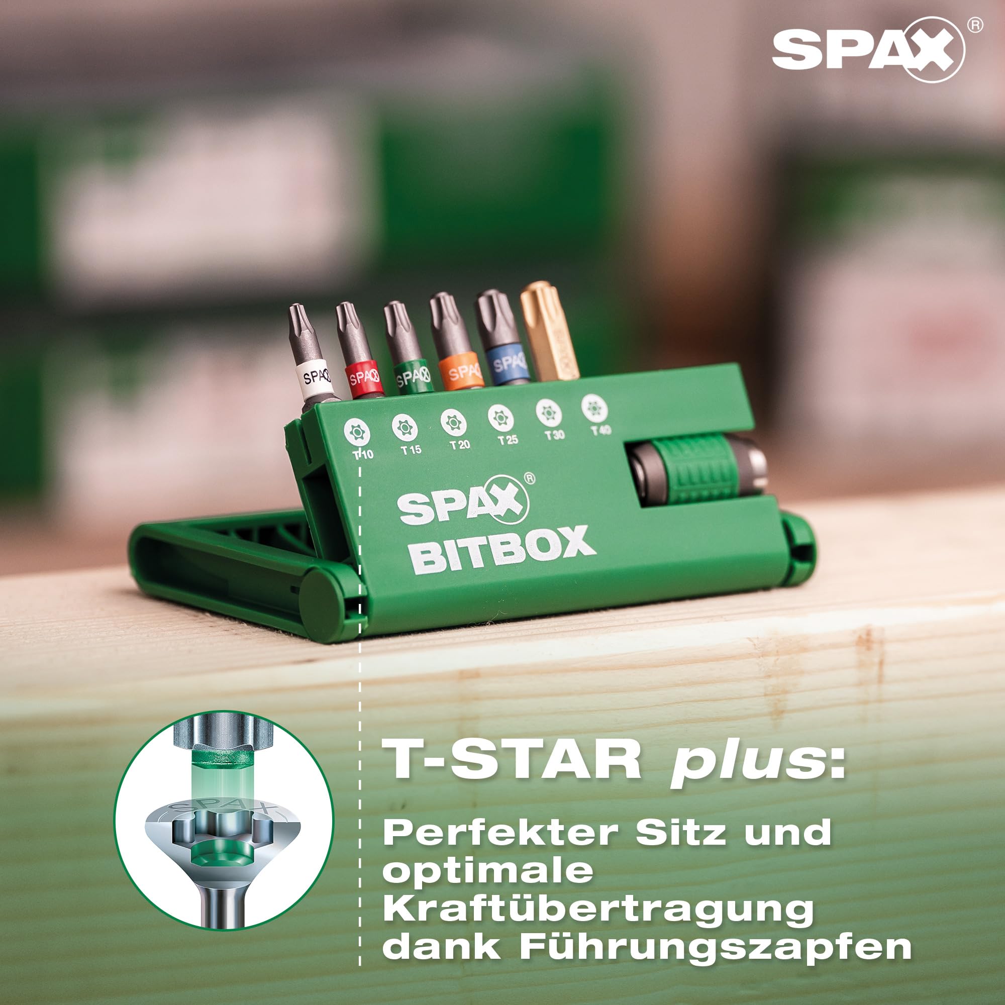 SPAX BITbox T-STAR plus, Schnellwechsel-Bithalter, 6 Bits: T10, T15, T20, T25, T30, T40 in 25 mm - 4000007899019