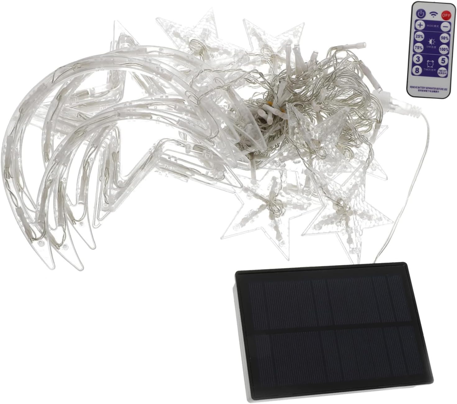 1set Led Moon Star Solar Light String Outdoor Decorative Light for Garden and Holiday Decor Remote Controlled Solar for Festive Atmosphere