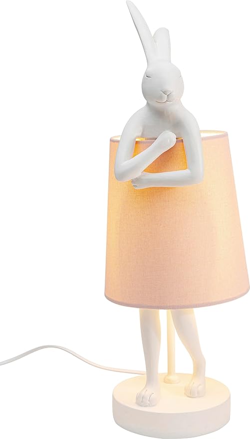 Kare Design Lámpara de Mesa Animal Rabbit, Rosa,Blanco, Lámpara de Conejo, Motivo de Animal, Altura 50cm, Dormitorio y Sala de Estar, sin Bombilla Incluida