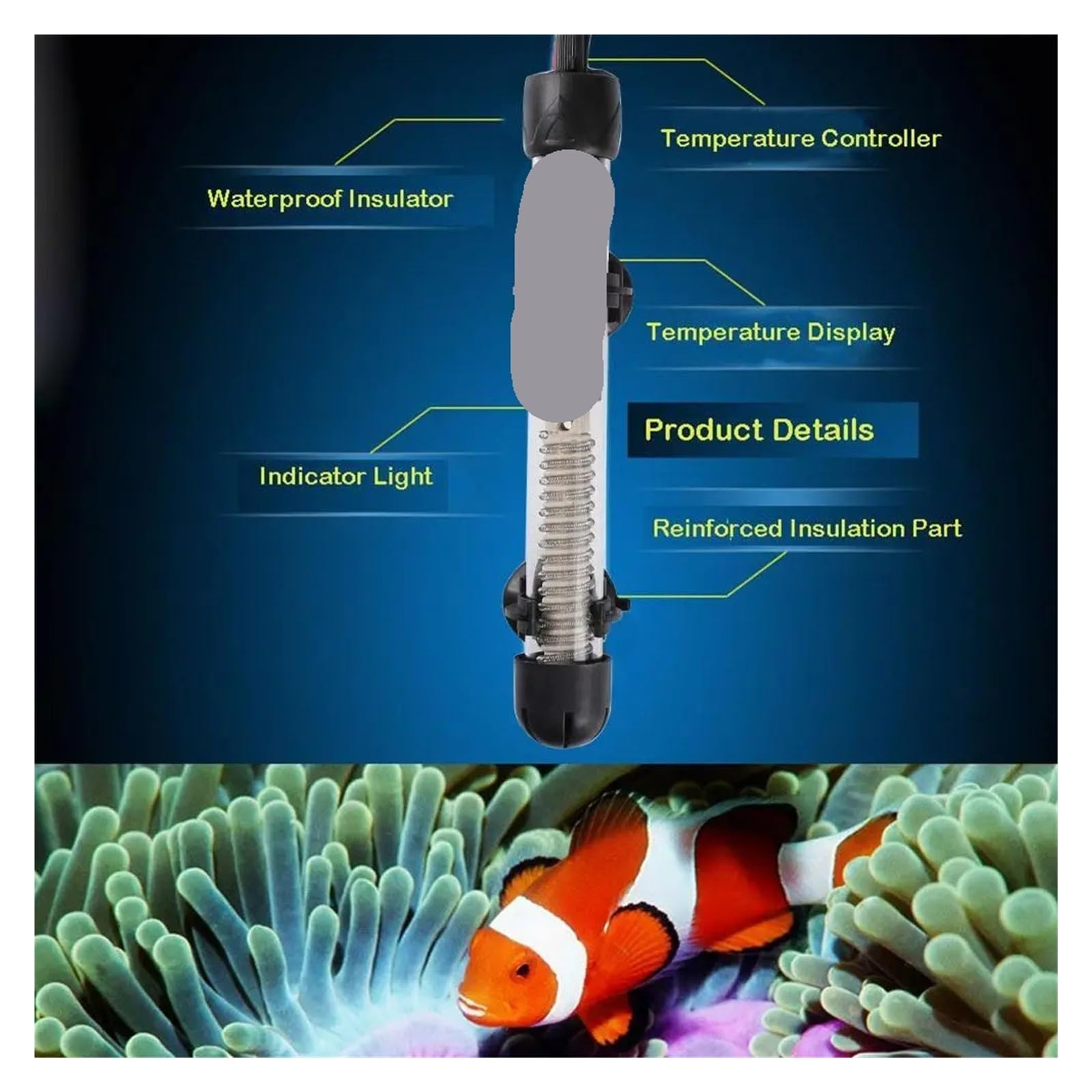 Chauffe-eau submersible for aquarium, 2 pièces, 300 W, réglage automatique de la température