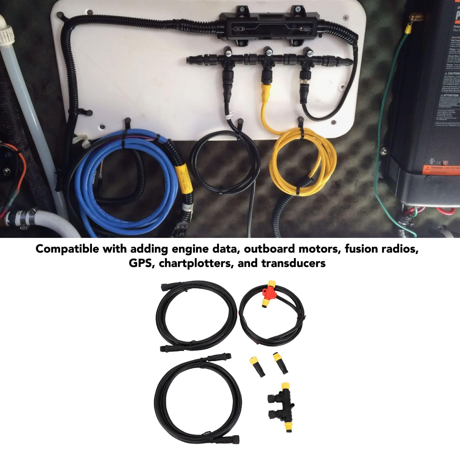 Kit de Inicio GPS Marino Acouto con Conector M12 de 5 Pines IP67 Impermeable y Cables Terminadores para Red NMEA 2000 Kit Accesorios Navegación Marina GPS Marine Starter Kit NMEA2000