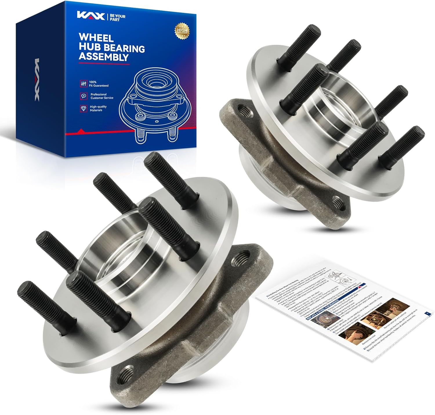 KAX 515007 2PCS Front Wheel Hub Bearing Compatible with Dodge Durango 1998-2003,6 Lugs Wheel Bearing and Hub Assembly