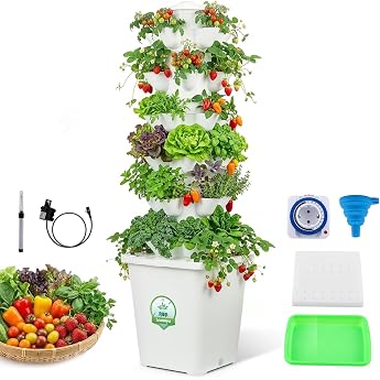 Huanyu Hydroponic Cultivation System 6 Layers 30 Pods Vertical Hydroponic Tower with Timer Garden Hydroponic Tower with 10L W